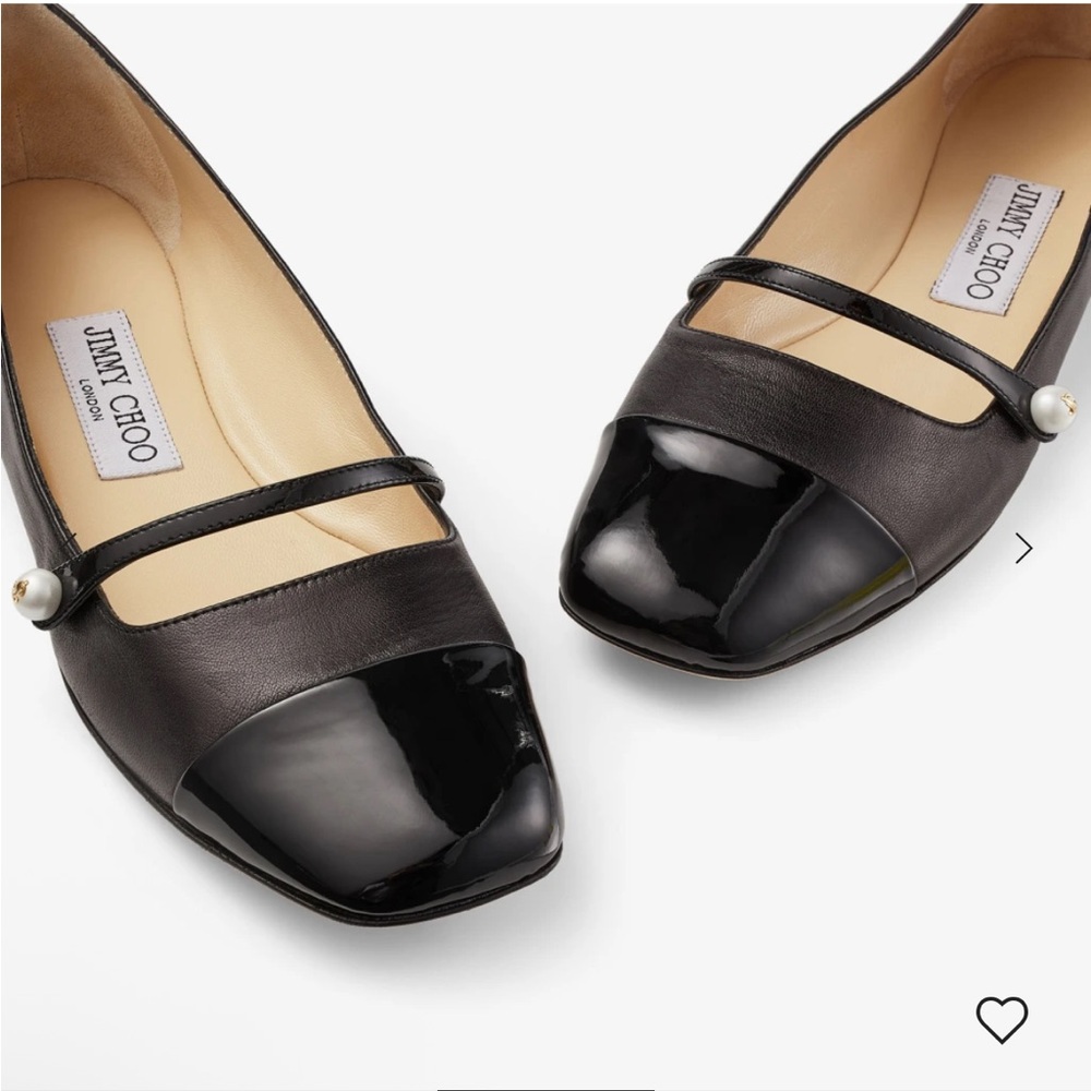 Jimmy Choo Black Nappa and Patent Leather Flats